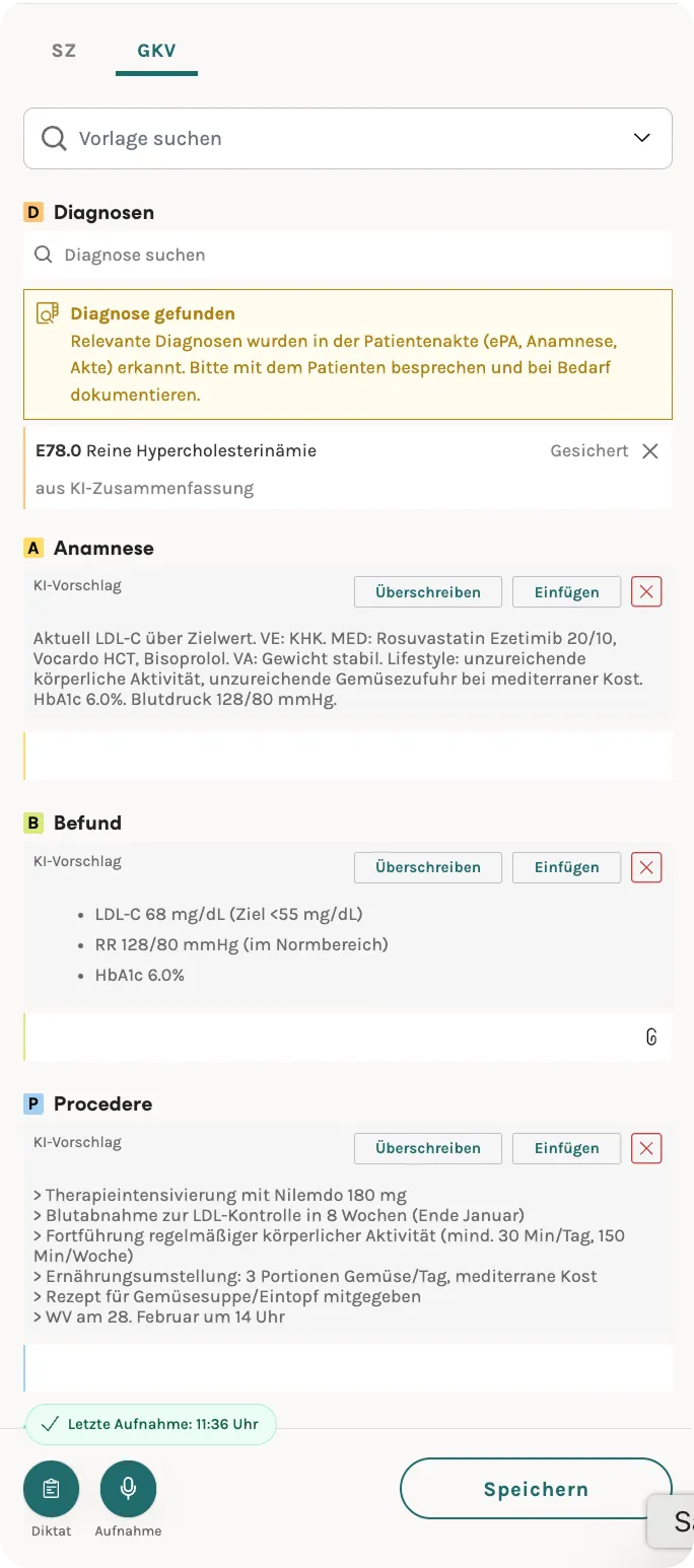 avi Dokumentations-KI — Anamnese, Befund, Procedere